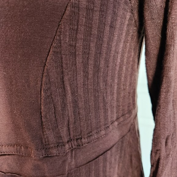 Brown High Low Long Sleeve Top - Picture 6 of 7